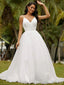 Elegant V-neck Spaghetti Strap A-line Long Wedding Dress, WD177