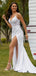 Elegant V-neck Spaghetti Strap Split Side Mermaid Long Wedding Dress, WD178