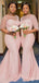 Elegant Light Pink Mermaid Long Bridesmaid Dress,  BD194