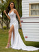 Elegant V-neck Spaghetti Strap Split Side Mermaid Long Wedding Dress, WD178