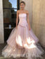 Elegant Pink Strapless A-line Long Wedding Dress,  WD09