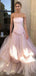 Elegant Pink Strapless A-line Long Wedding Dress,  WD09