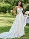 Elegant V-neck Spaghetti Strap A-line Long Wedding Dress, WD180