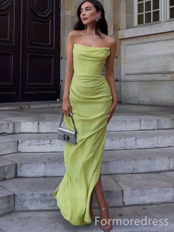 Elegant Strapless A-line Split Side Long Prom Dress,Evening Dress,PD167