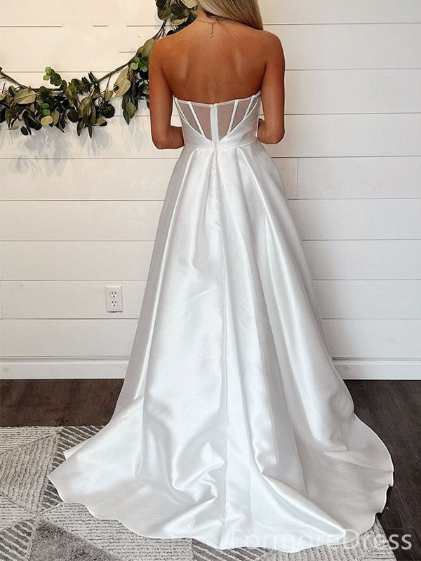 Elegant V-neck Strapless Mermaid Long Wedding Dress, WD181