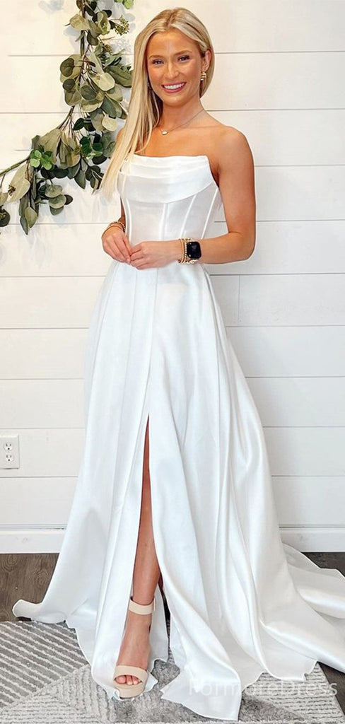 Elegant V-neck Strapless Mermaid Long Wedding Dress, WD181