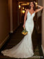 Sexy V-neck Spaghetti Strap Mermaid Long Wedding Dress, WD185