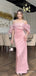 Simple Pink Spaghetti Strap Off-Shoulder Split Side Mermaid Long Prom Dress,Evening Dress,PD170