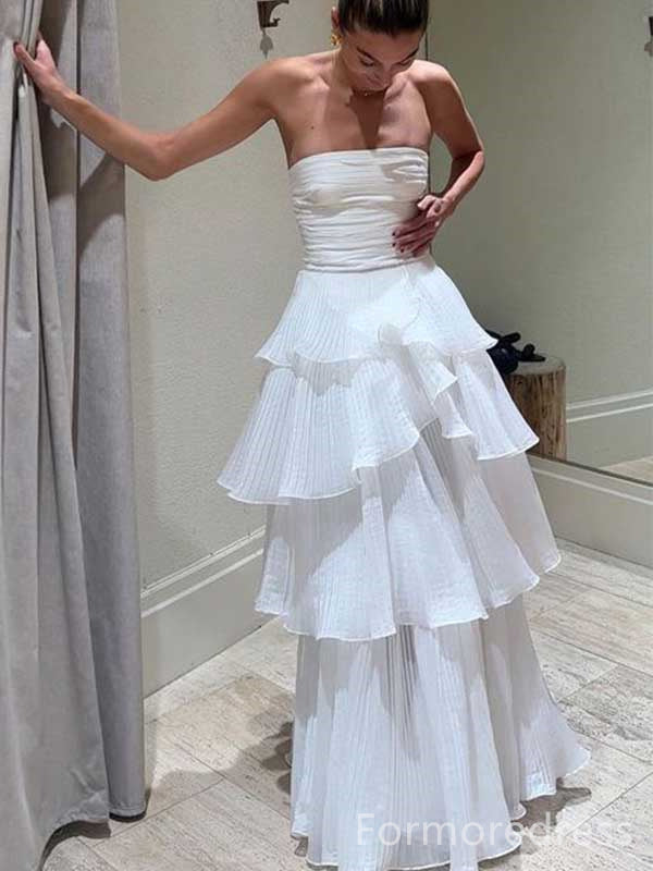 Gorgeous Strapless Ruffles A-line Long Prom Dress,Evening Dress,PD171