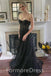 Elegant Black Sweatheart Strapless A-line Long Wedding Dress,  WD10