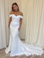 Elegant V-neck Off-shoulder Mermaid Long Wedding Dress,  WD02