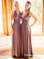 Sexy V-neck A-line Long Bridesmaid Dress,  BD16