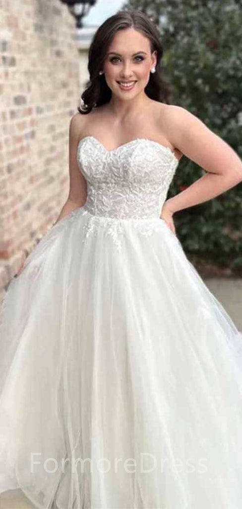 Elegant  Sweatheart Strapless A-line Long Wedding Dress,  WD11