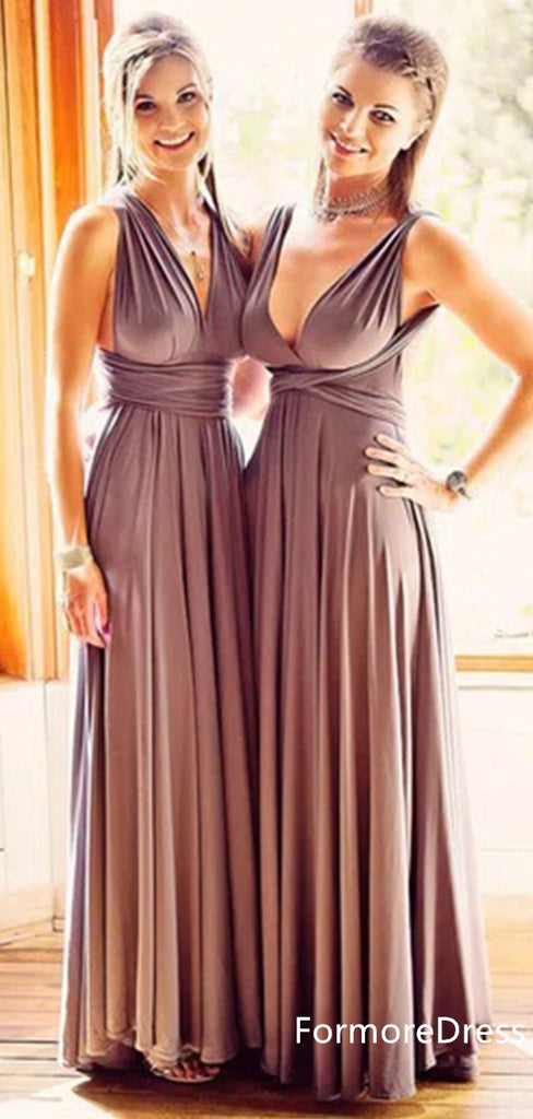 Sexy V-neck A-line Long Bridesmaid Dress,  BD16