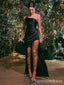 Elegant Black Strapless High-Low Prom Dress,Evening Dress,PD187