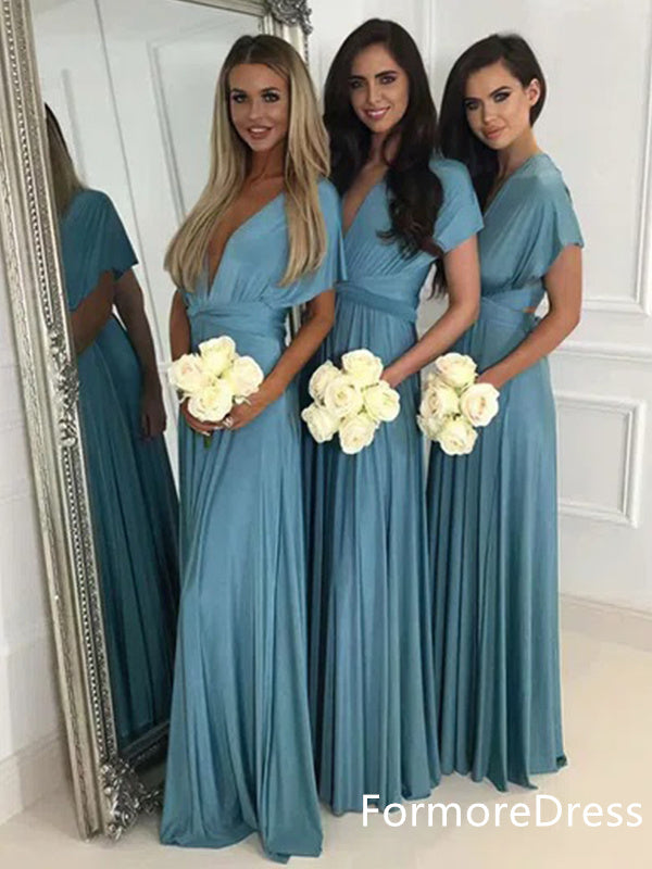 Sexy V-neck A-line Long Bridesmaid Dress,  BD17