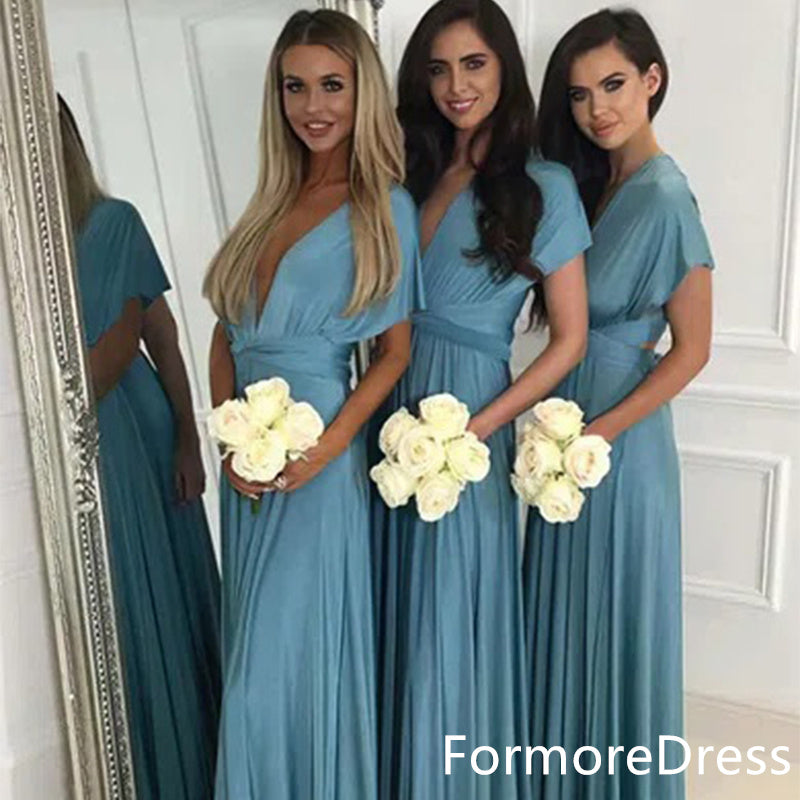 Sexy V-neck A-line Long Bridesmaid Dress,  BD17