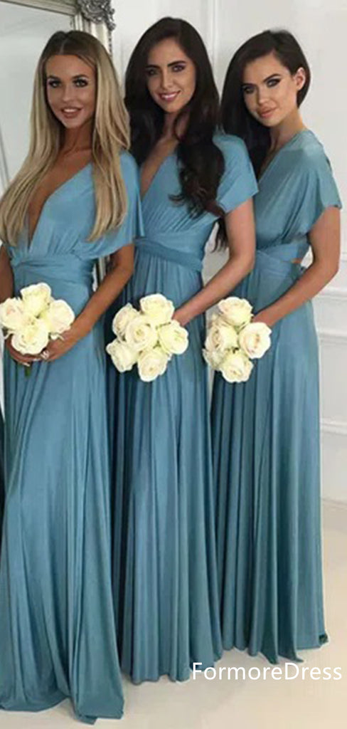 Sexy V-neck A-line Long Bridesmaid Dress,  BD17