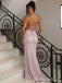 Sparkly Pink Spaghetti Strap Split Side Mermaid Prom Dress,Evening Dress,PD193