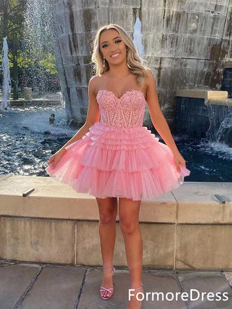 Lovely Sweartheart Strapless  A-line Short Mini Homecoming Dress,  HD18