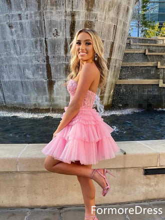 Lovely Sweartheart Strapless  A-line Short Mini Homecoming Dress,  HD18