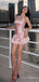 Elegant Pink Halter A-line Short Mini Long Homecoming Dress,  HD146