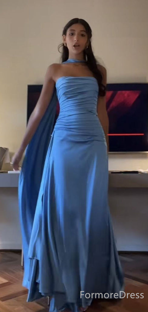 Elegant Blue Strapless Mermaid Prom Dress,Evening Dress,PD202