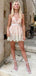 Sexy V-neck Spaghetti Strap A-line Short Mini Long Homecoming Dress,  HD147