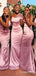 Elegant Pink One Shoulder Mermaid Long Bridesmaid Dress,BD213