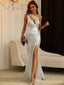 Sparkly One Shoulder Split Side Mermaid Prom Dress,Evening Dress,PD211