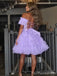 Elegant Off-Shoulder Lace A-line Short Mini Long Homecoming Dress,  HD150