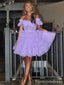 Elegant Off-Shoulder Lace A-line Short Mini Long Homecoming Dress,  HD150