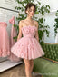 Sweat Pink Strapless A-line Short Mini Long Homecoming Dress,  HD119