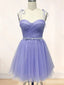 Elegant Spaghetti Strap A-line Short Mini Long Homecoming Dress,  HD120