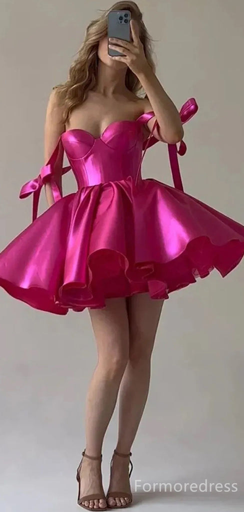 Sexy Sweatheart Off-Shoulder A-line Short Mini Long Homecoming Dress,  HD122