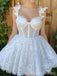 Sexy Lace White See Through A-line Short Mini Long Homecoming Dress,  HD124