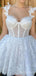 Sexy Lace White See Through A-line Short Mini Long Homecoming Dress,  HD124