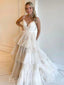 Elegant  A-line Spaghetti Strap Long Wedding Dress,  WD17