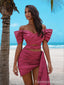 Sexy V-neck Off-Shoulder A-line Short Mini Long Homecoming Dress,  HD126