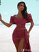 Sexy V-neck Off-Shoulder A-line Short Mini Long Homecoming Dress,  HD126