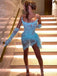 Sexy Light Blue See Through A-line Short Mini Long Homecoming Dress,  HD128