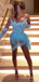 Sexy Light Blue See Through A-line Short Mini Long Homecoming Dress,  HD128