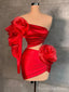 Sexy Red One Shoulder A-line Short Mini Long Homecoming Dress,  HD131