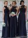 Elegant Halter Lace Sleeveless A-line Long Bridesmaid Dress,BD224