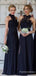 Elegant Halter Lace Sleeveless A-line Long Bridesmaid Dress,BD224