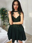 Elegant V-neck Lace Appliques A-line Short Mini Long Homecoming Dress,  HD139