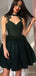 Elegant V-neck Lace Appliques A-line Short Mini Long Homecoming Dress,  HD139