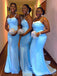 Elegant V-neck Spaghetti Strap Mermaid Long Bridesmaid Dress,BD234