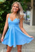 Simple V-neck Spaghetii Strap A-line Short Mini Homecoming Dress,  HD217