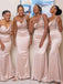 Elegant Sweatheart One Shoulder Mermaid Long Bridesmaid Dress,BD240